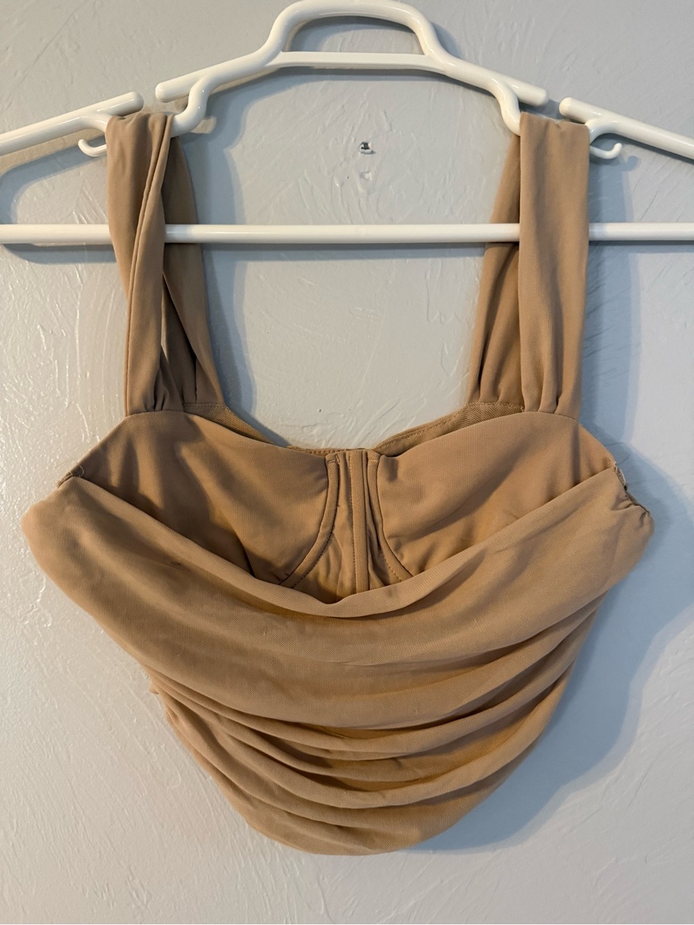 Windsor Nude Ruched Mesh Corset Crop Top Medium Bustier Going Out Party - Picture 3 of 7